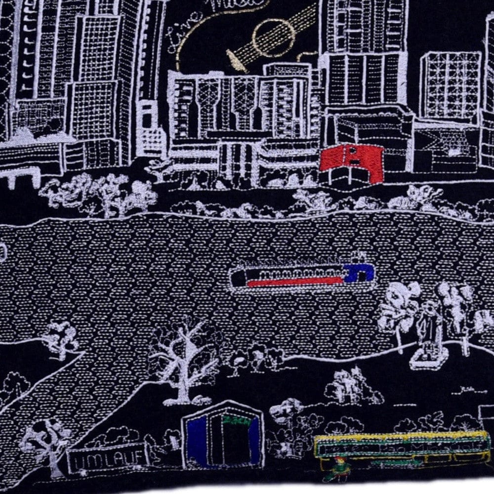 24" Black Atlanta Nighttime Skyline Lumbar Decorative Pillow