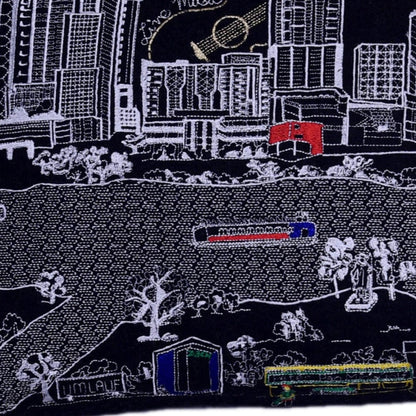 24" Black Atlanta Nighttime Skyline Lumbar Decorative Pillow