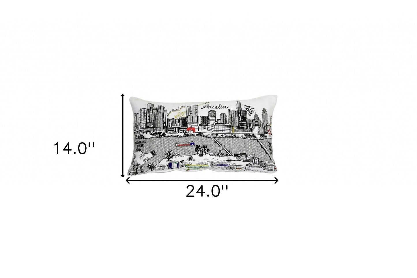 24" White Austin Daylight Skyline Lumbar Decorative Pillow