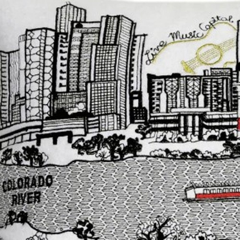 24" White Austin Daylight Skyline Lumbar Decorative Pillow