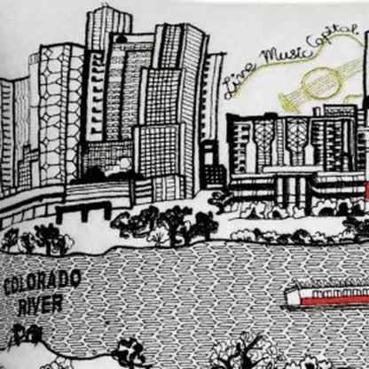 24" White Austin Daylight Skyline Lumbar Decorative Pillow