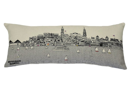 24" White Charleston Daylight Skyline Lumbar Decorative Pillow
