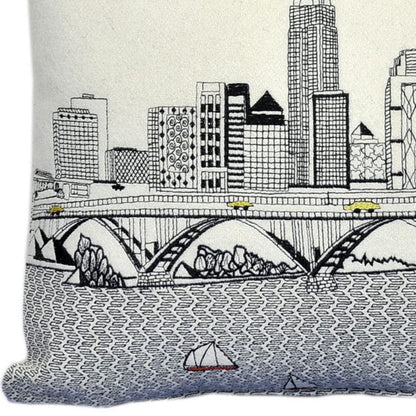 24" White Cleveland Daylight Skyline Lumbar Decorative Pillow