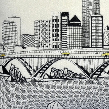 24" White Cleveland Daylight Skyline Lumbar Decorative Pillow