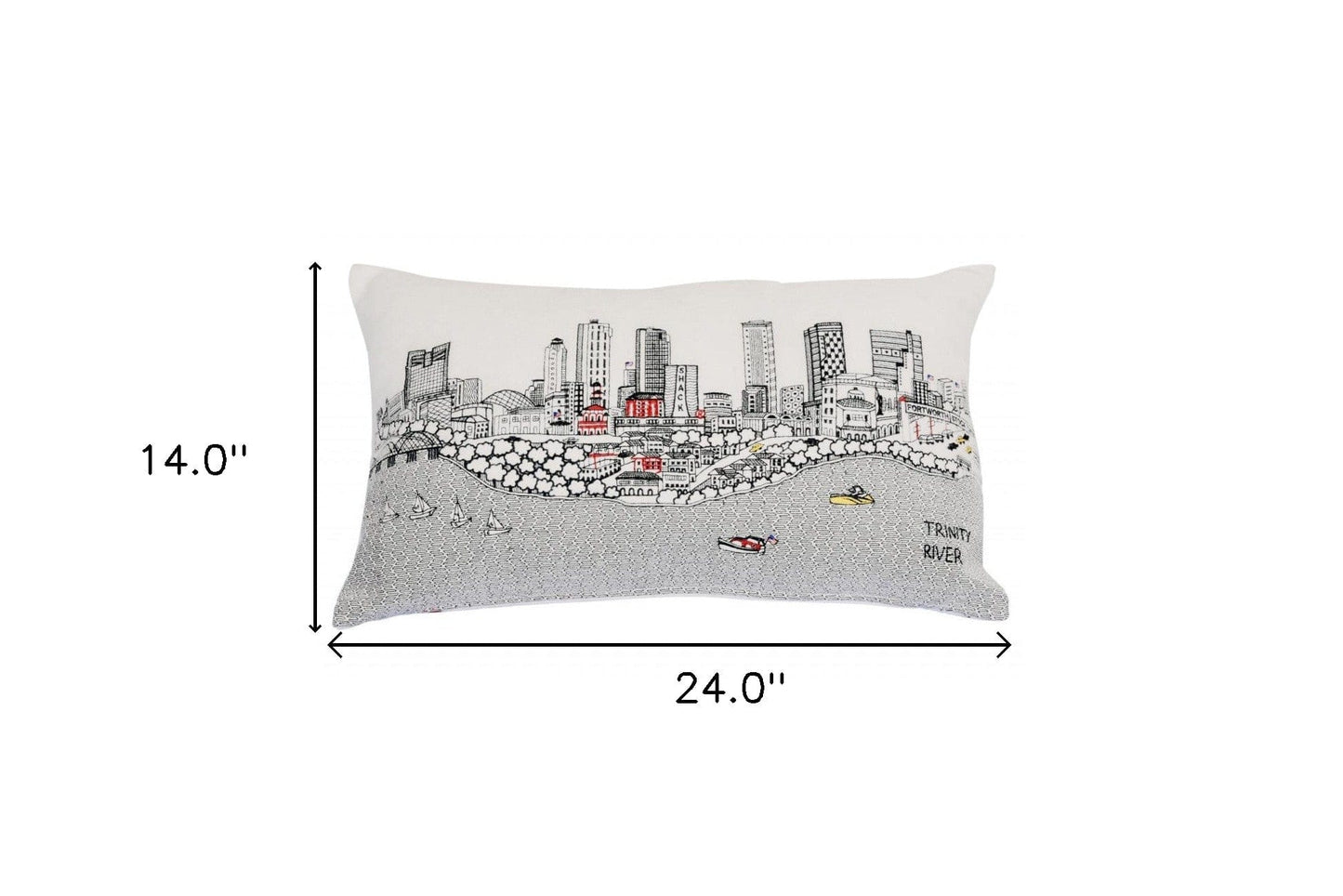 24" White Fort Worth Daylight Skyline Lumbar Decorative Pillow