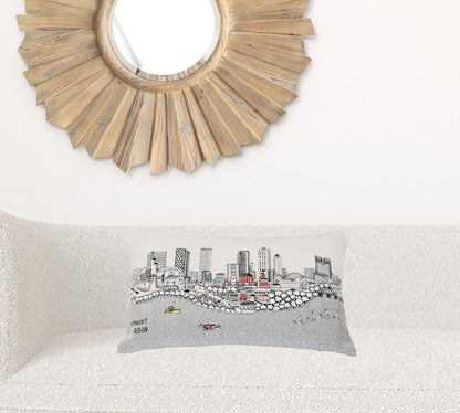 24" White Fort Worth Daylight Skyline Lumbar Decorative Pillow