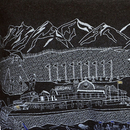 24" Black Homer Spit Nighttime Skyline Lumbar Decorative Pillow