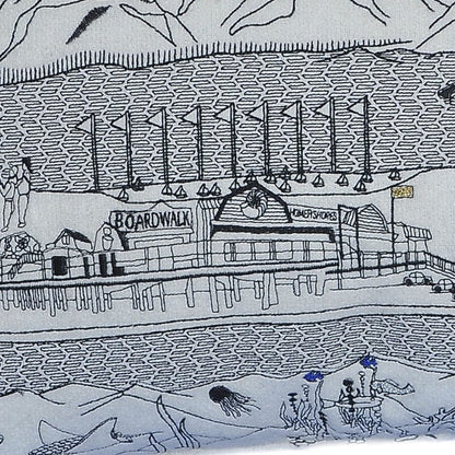 24" White Homer Spit Daylight Skyline Lumbar Decorative Pillow