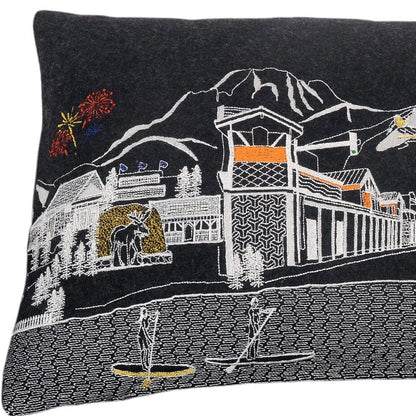 24" Black Jackson Nighttime Skyline Lumbar Decorative Pillow