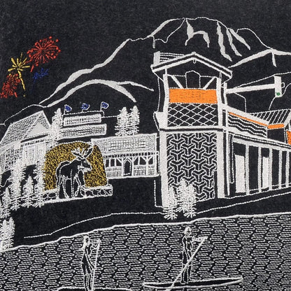 24" Black Jackson Nighttime Skyline Lumbar Decorative Pillow