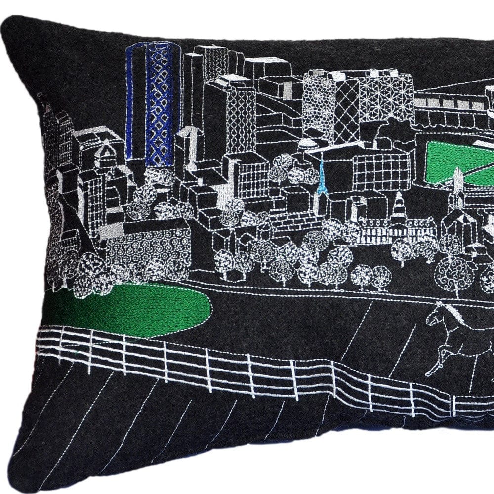 24" Black Lexington Nighttime Skyline Lumbar Decorative Pillow