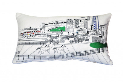 24" White Lexington Daylight Skyline Lumbar Decorative Pillow