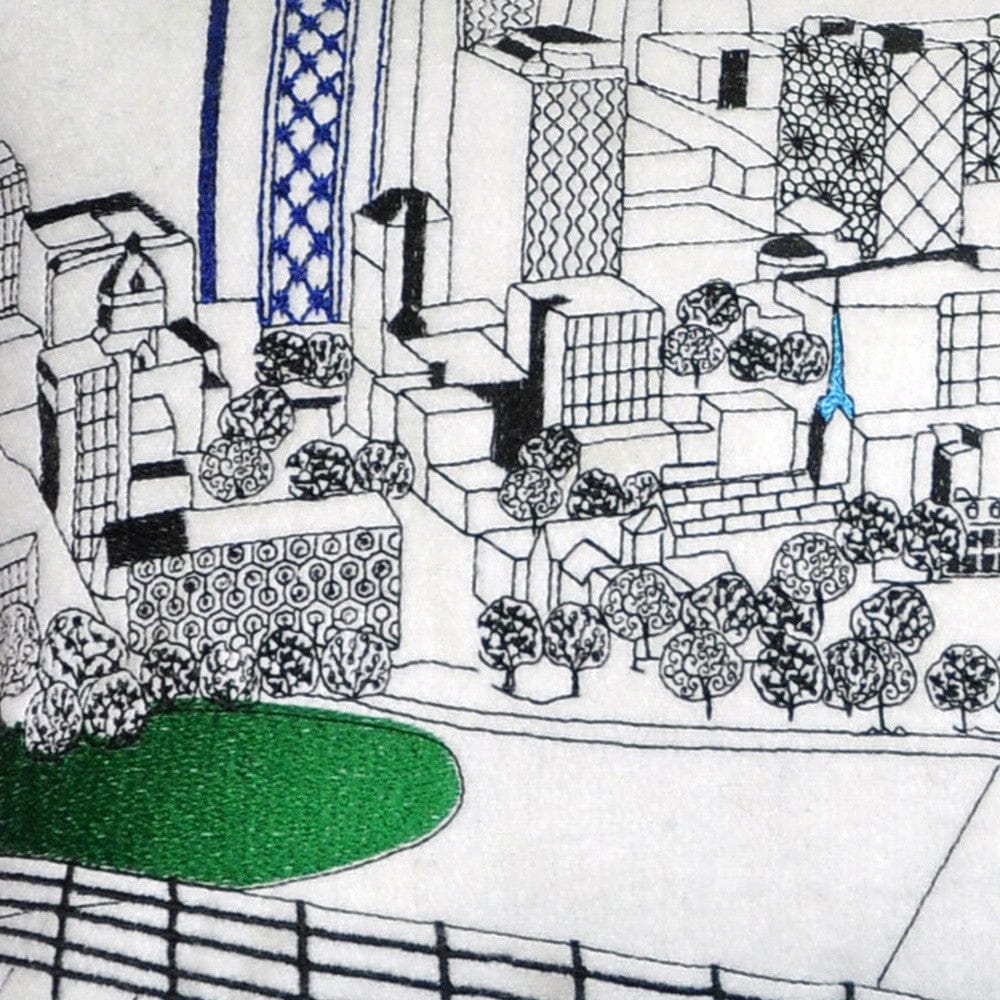 24" White Lexington Daylight Skyline Lumbar Decorative Pillow