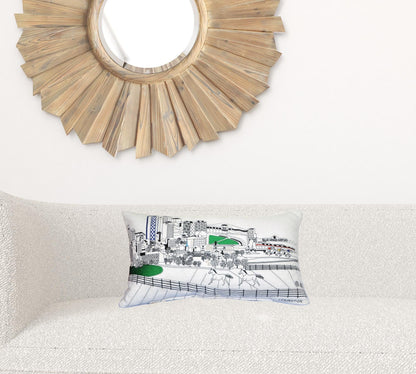 24" White Lexington Daylight Skyline Lumbar Decorative Pillow