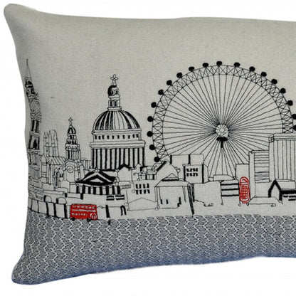 24" White London Daylight Skyline Lumbar Decorative Pillow