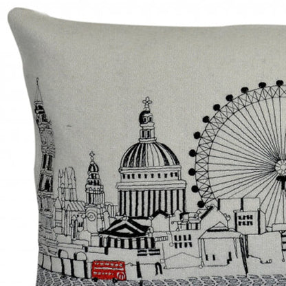 24" White London Daylight Skyline Lumbar Decorative Pillow