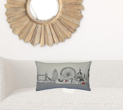 24" White London Daylight Skyline Lumbar Decorative Pillow
