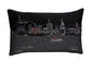 24" Black Los Angeles Nighttime Skyline Lumbar Decorative Pillow