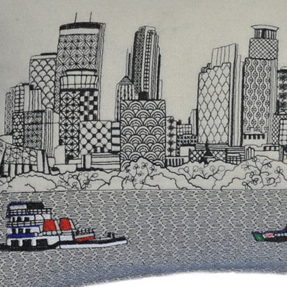 24" White Minneapolis Daylight Skyline Lumbar Decorative Pillow