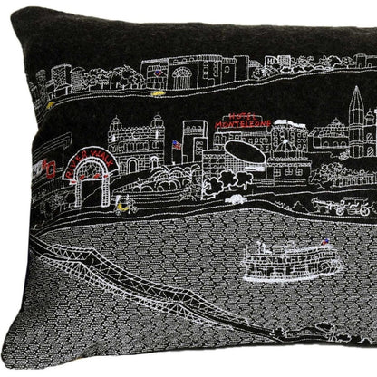 24" Black New Orleans Nighttime Skyline Lumbar Decorative Pillow