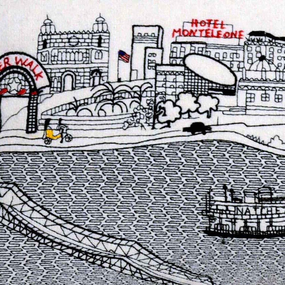 24" White New Orleans Daylight Skyline Lumbar Decorative Pillow