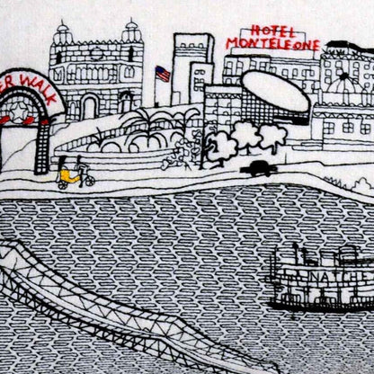 24" White New Orleans Daylight Skyline Lumbar Decorative Pillow