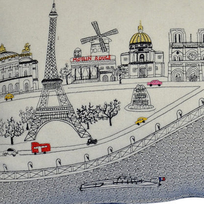 24" White Paris Daylight Skyline Lumbar Decorative Pillow