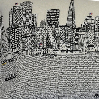 24" White San Francisco Daylight Skyline Lumbar Decorative Pillow