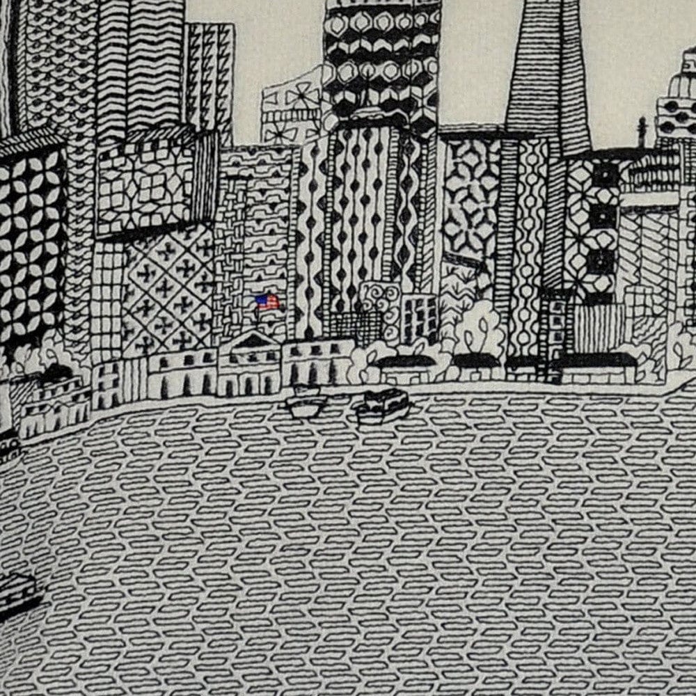 24" White San Francisco Daylight Skyline Lumbar Decorative Pillow