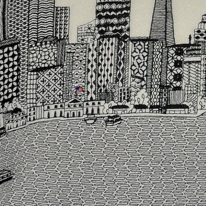 24" White San Francisco Daylight Skyline Lumbar Decorative Pillow