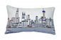 24" White Shanghai  Daylight Skyline Lumbar Decorative Pillow