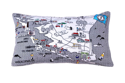 35" White South Jersey Shore Daylight Skyline Lumbar Decorative Pillow