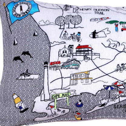 35" White South Jersey Shore Daylight Skyline Lumbar Decorative Pillow