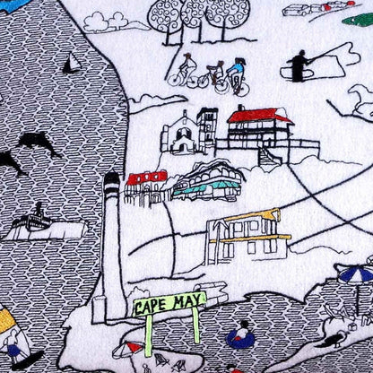 35" White South Jersey Shore Daylight Skyline Lumbar Decorative Pillow