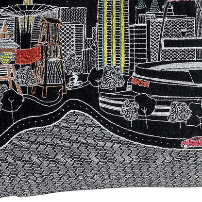 24" Black Tulsa Nighttime Skyline Lumbar Decorative Pillow