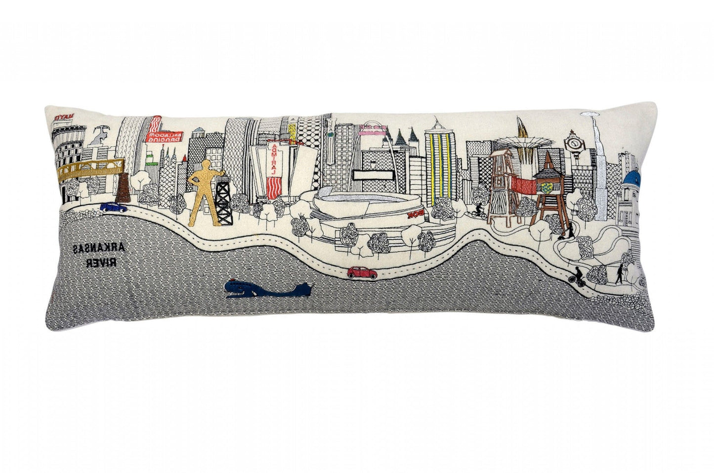 24" White Tulsa Daylight Skyline Lumbar Decorative Pillow