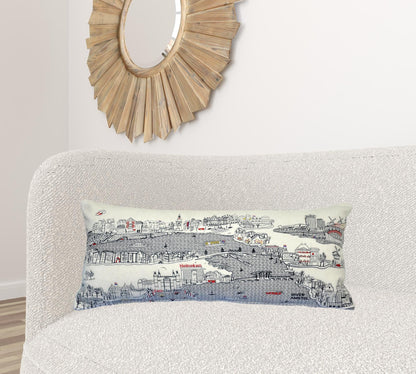 35" White Amsterdam Daylight Skyline Lumbar Decorative Pillow