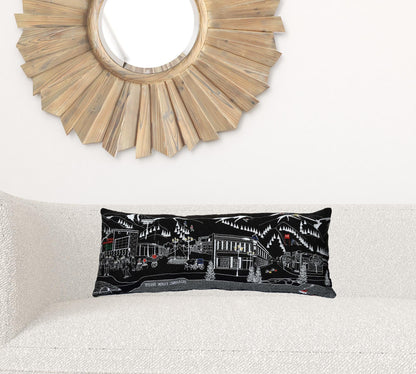 35" Black Aspen Nighttime Skyline Lumbar Decorative Pillow