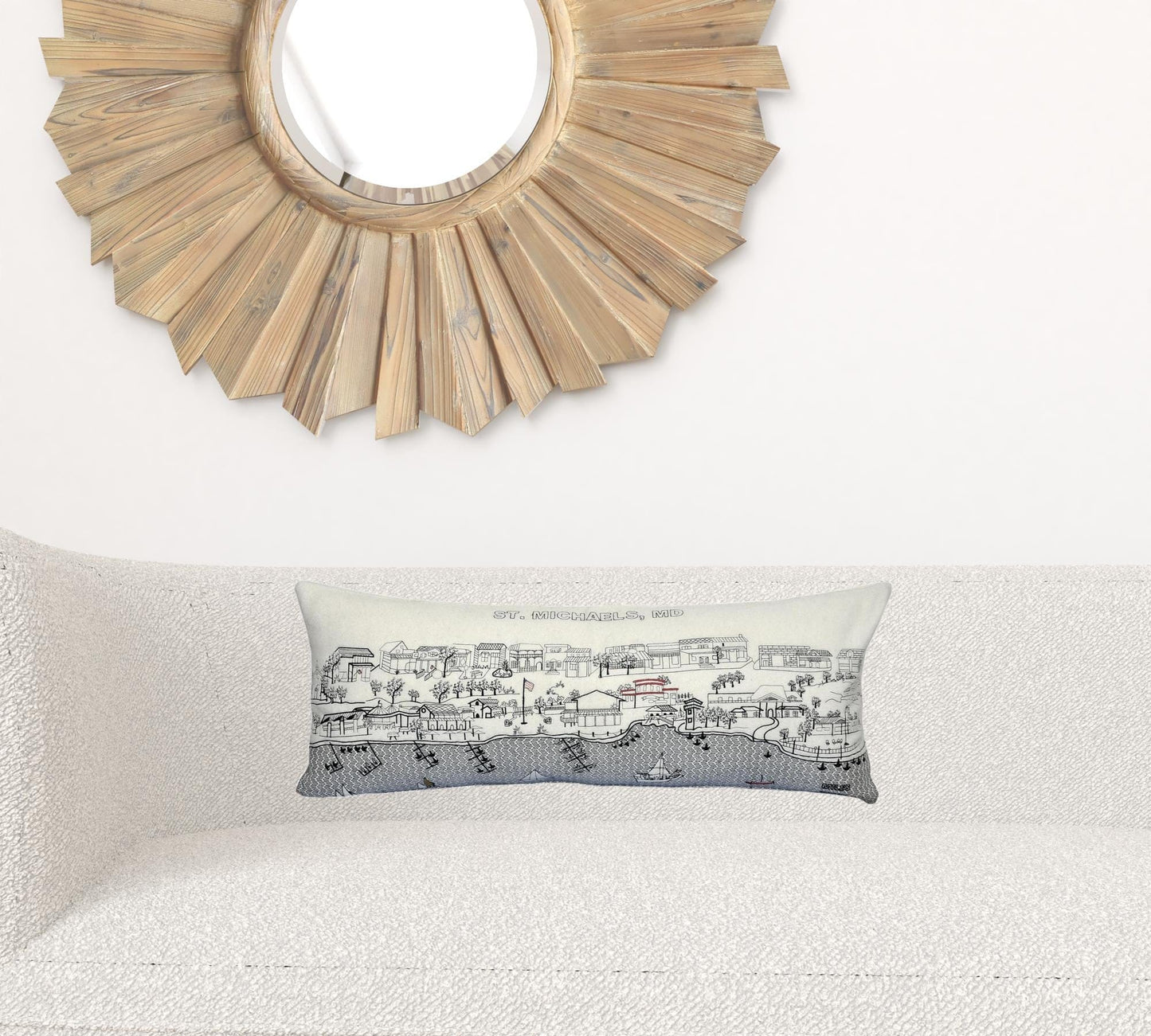 35" White St Michael's Daylight Skyline Lumbar Decorative Pillow