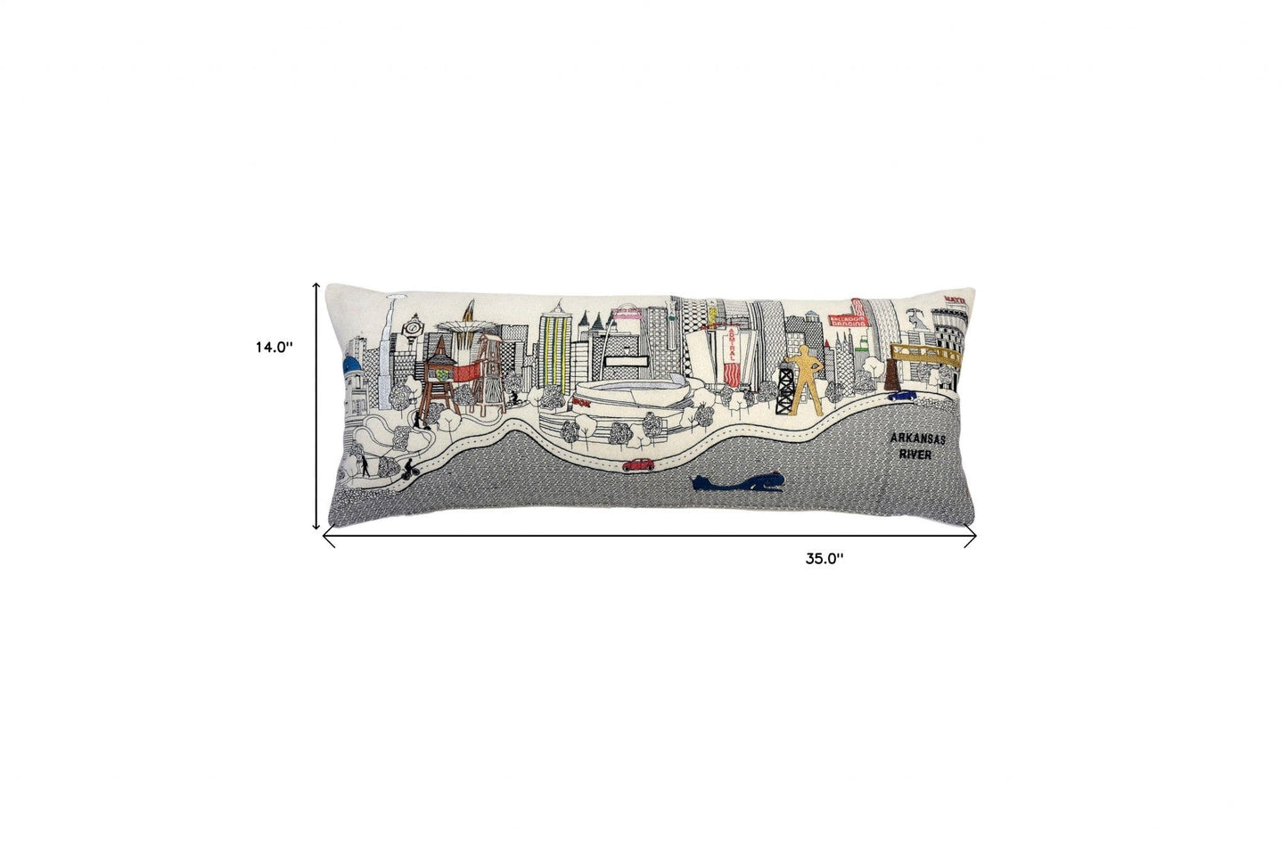 35" White Tulsa Daylight Skyline Lumbar Decorative Pillow