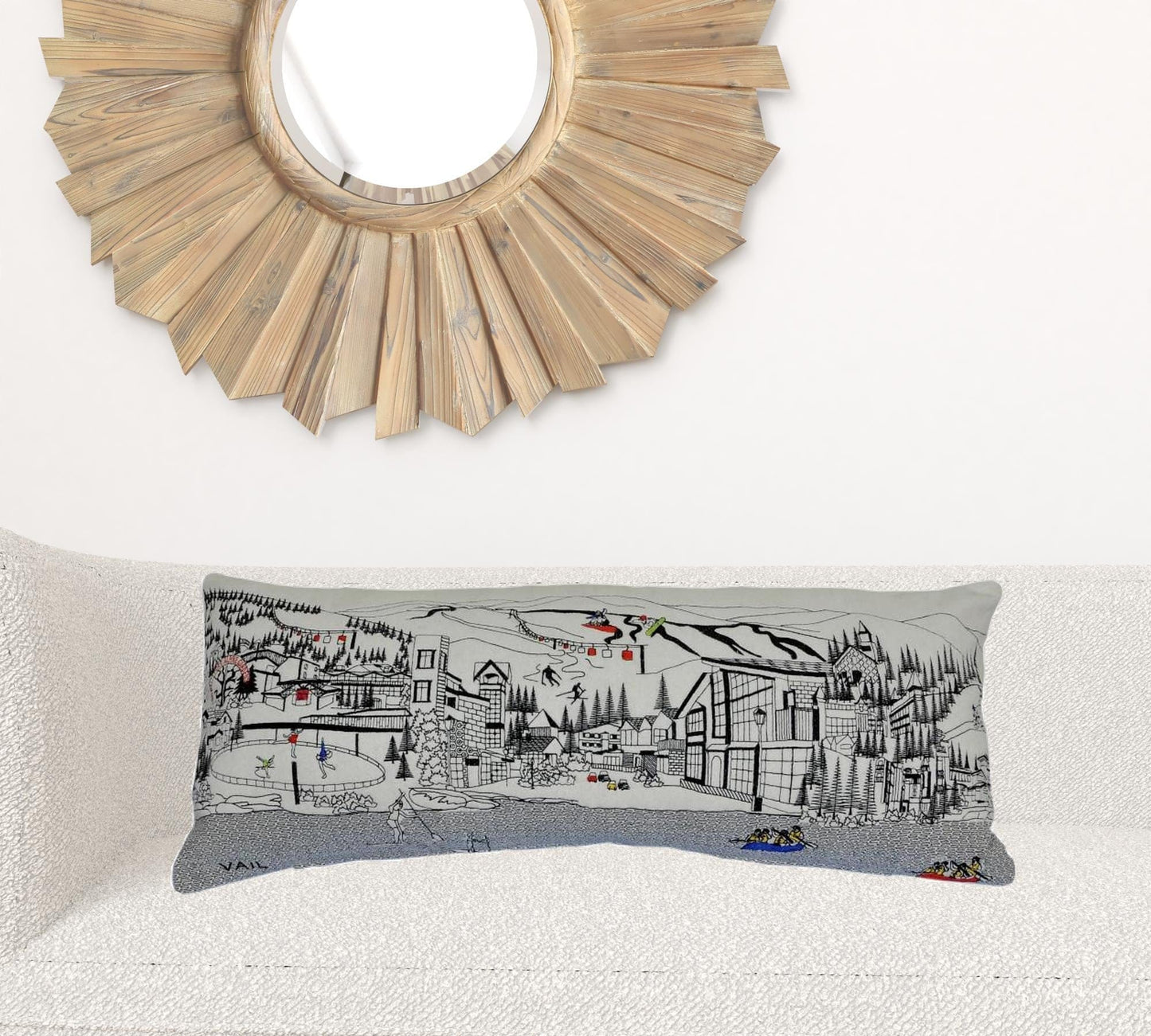35" White Vail Daylight Skyline Lumbar Decorative Pillow