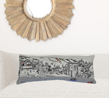 35" White Vail Daylight Skyline Lumbar Decorative Pillow