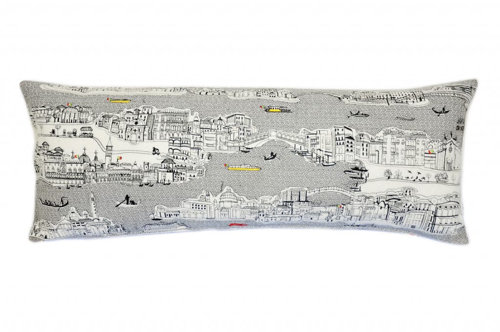 35" White Venice Daylight Skyline Lumbar Decorative Pillow