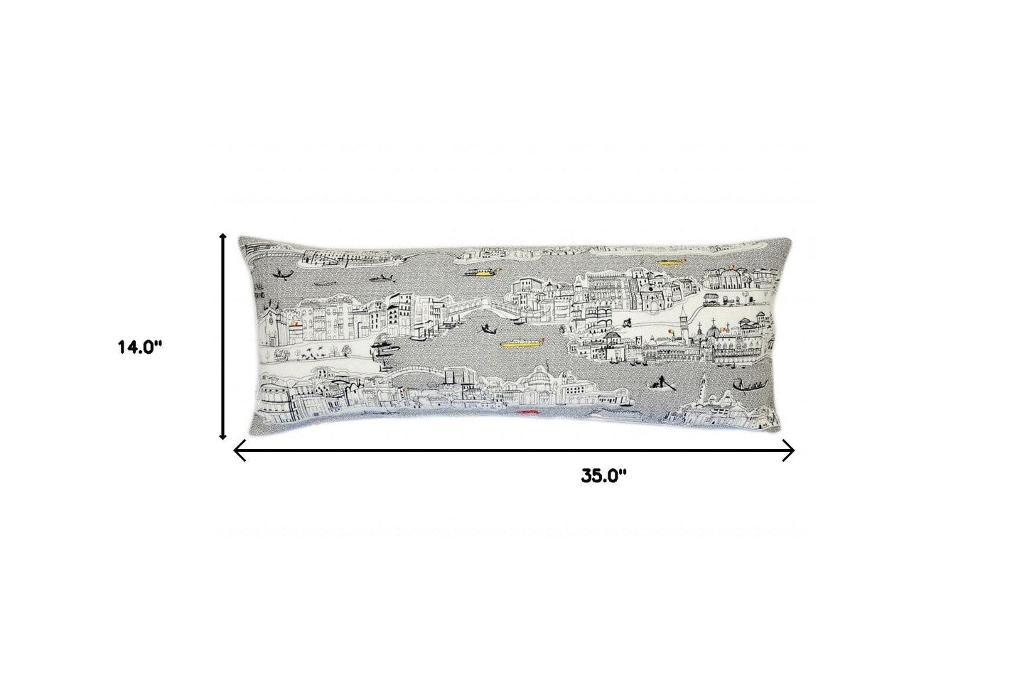 35" White Venice Daylight Skyline Lumbar Decorative Pillow