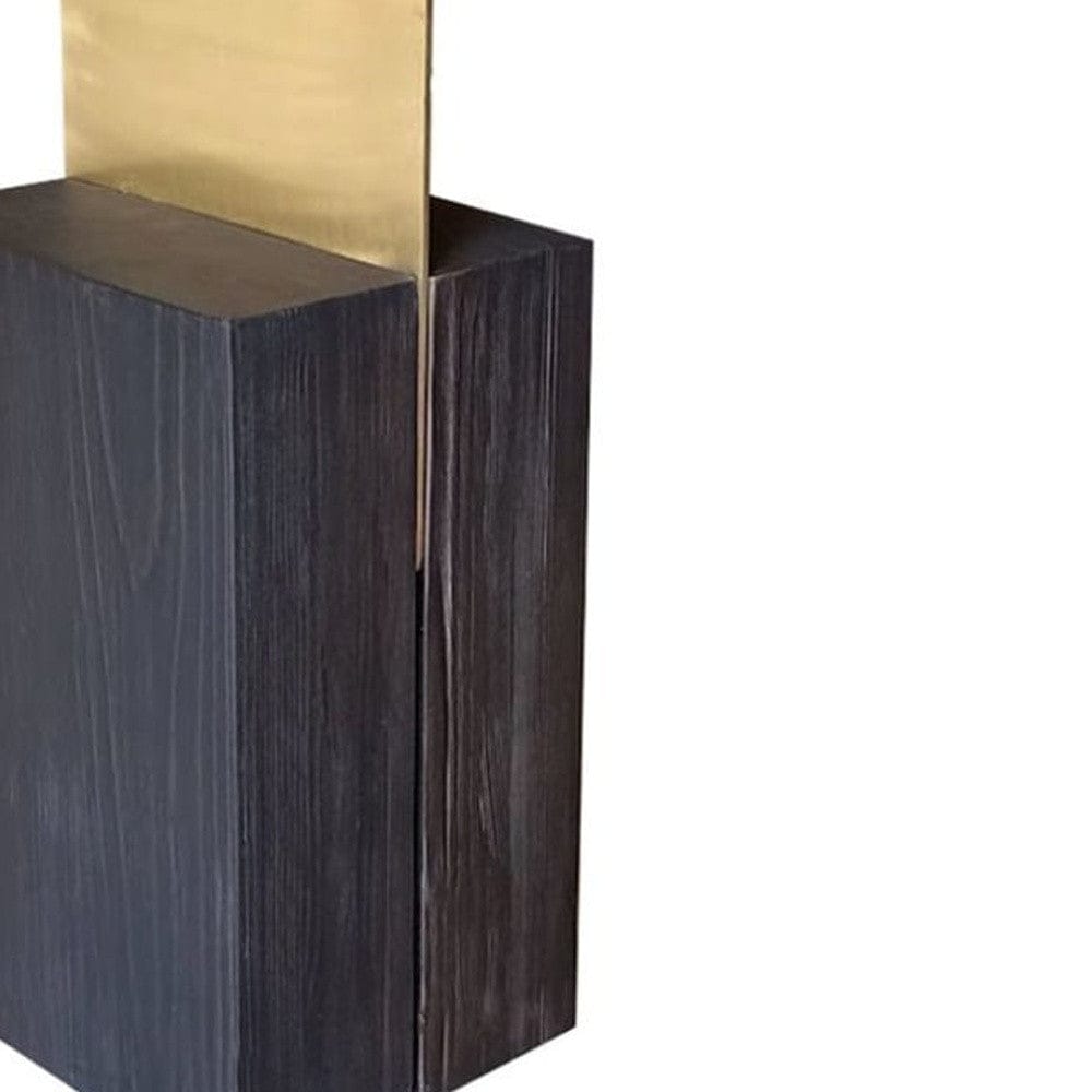 24" Dark Gray Solid Wood and Gold Rectangular End Table