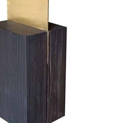 24" Dark Gray Solid Wood and Gold Rectangular End Table