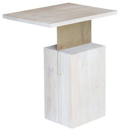 24" Natural and Gold Solid Wood Rectangular End Table
