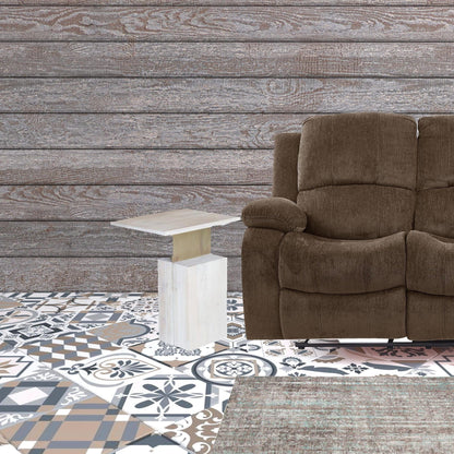 24" Natural and Gold Solid Wood Rectangular End Table