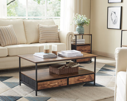 40" Brown Manufactured Wood Rectangular Coffee Table