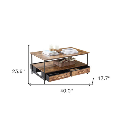 40" Brown Manufactured Wood Rectangular Coffee Table